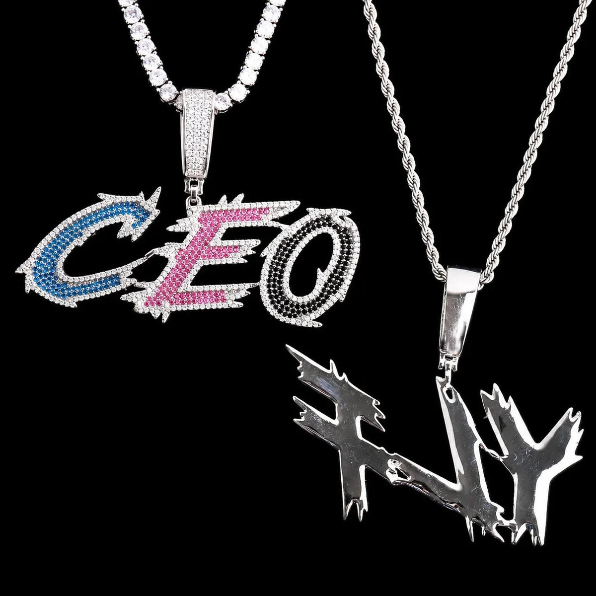 Iced-Out Spiked Custom Letter Pendant