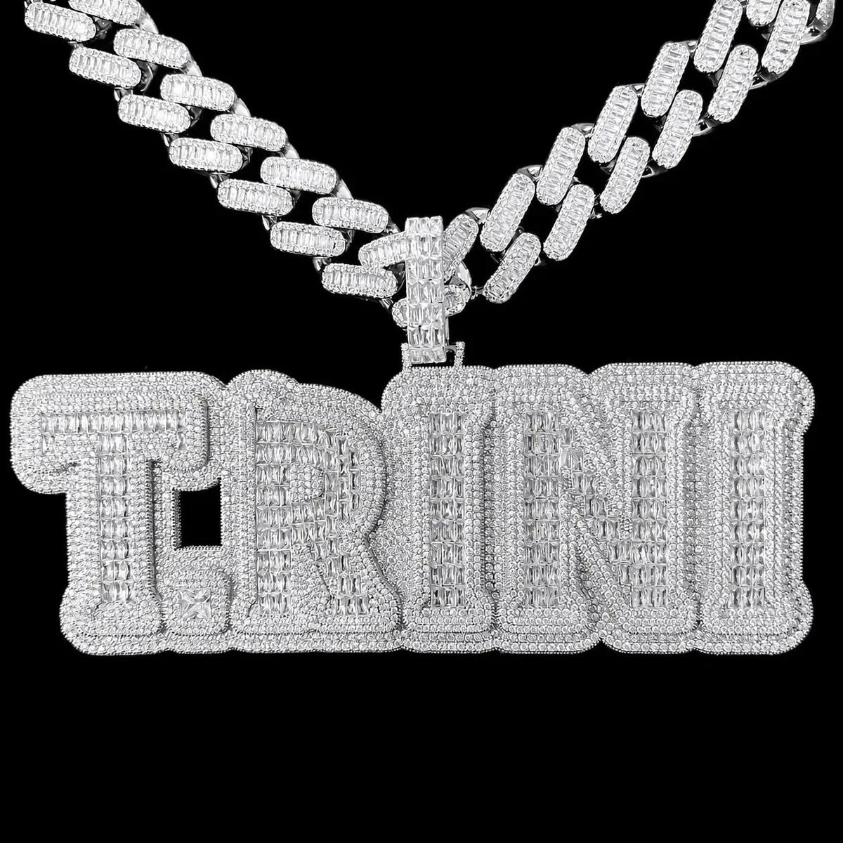 Iced-Out T-Set Diamond Custom Letter Name Pendant