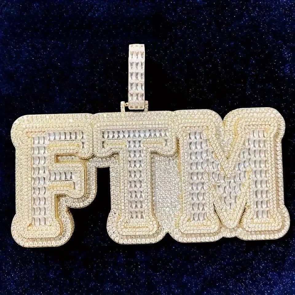 Iced-Out T-Set Diamond Custom Letter & Number Pendant
