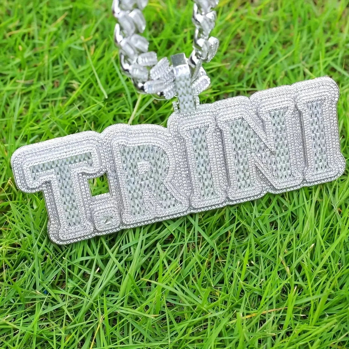 Iced-Out T-Set Diamond Custom Letter & Number Pendant