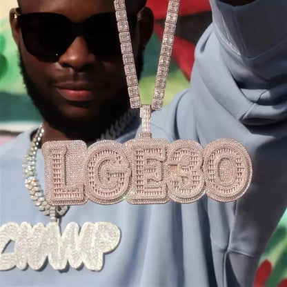 Iced-Out T-Set Diamond Custom Letter & Number Pendant