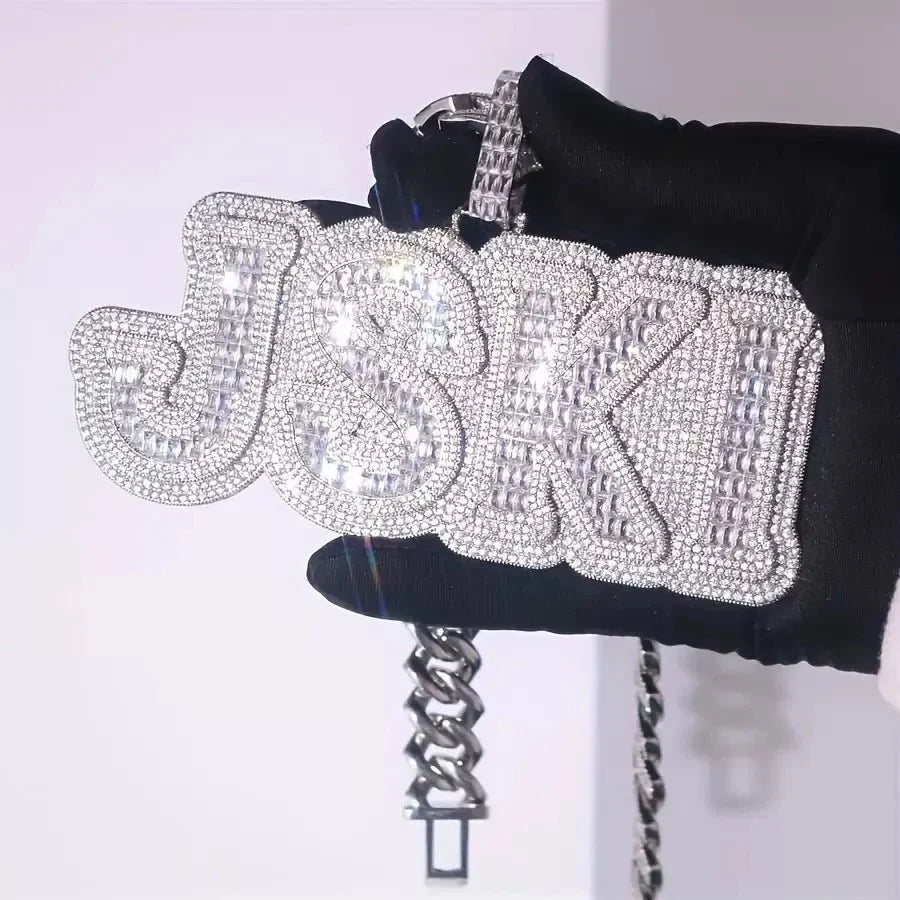 Iced-Out T-Set Diamond Custom Letter & Number Pendant
