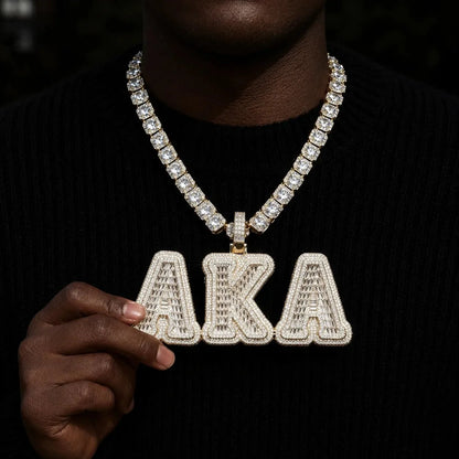 Iced-Out T-Set Diamond Custom Letter Pendant