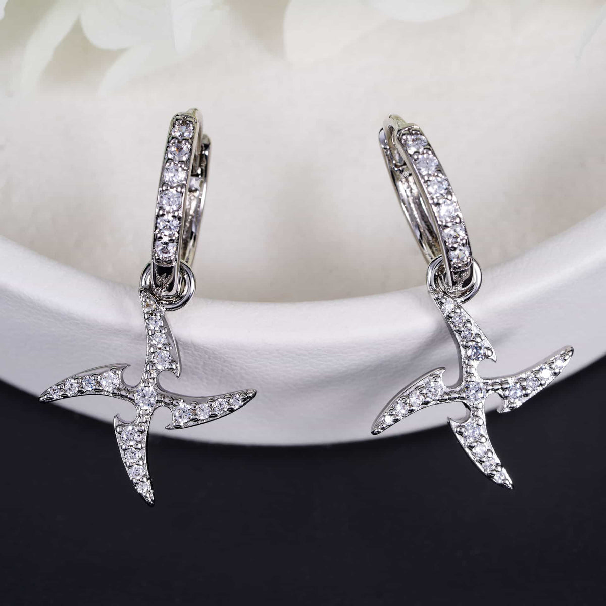 Iced-Out Windmill Shaped Diamond Earrings