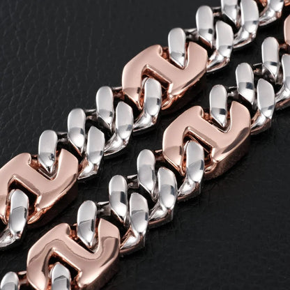 Iced Prong Link Choker in White&Pink - 12mm