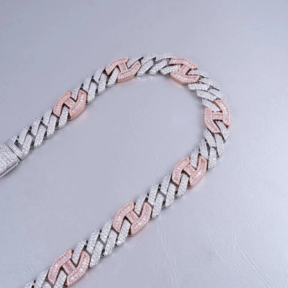 Iced Prong Link Choker in White&Pink - 12mm
