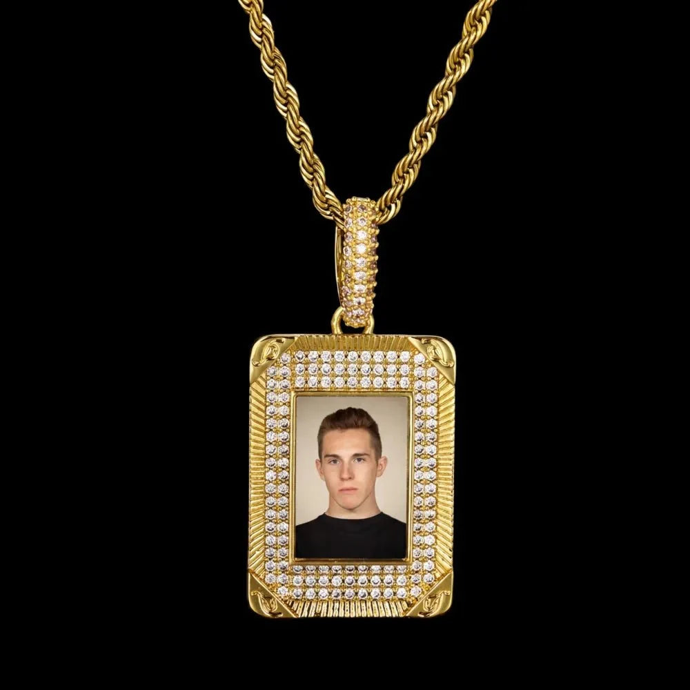 Iced Rectangular Memory Custom Photo Pendant - 25mm