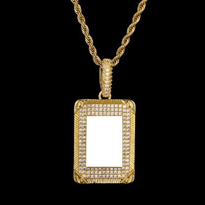 Iced Rectangular Memory Custom Photo Pendant - 25mm