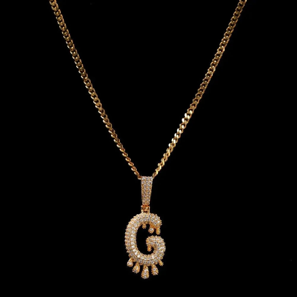 Iced Teardrop Letter & Number Pendant