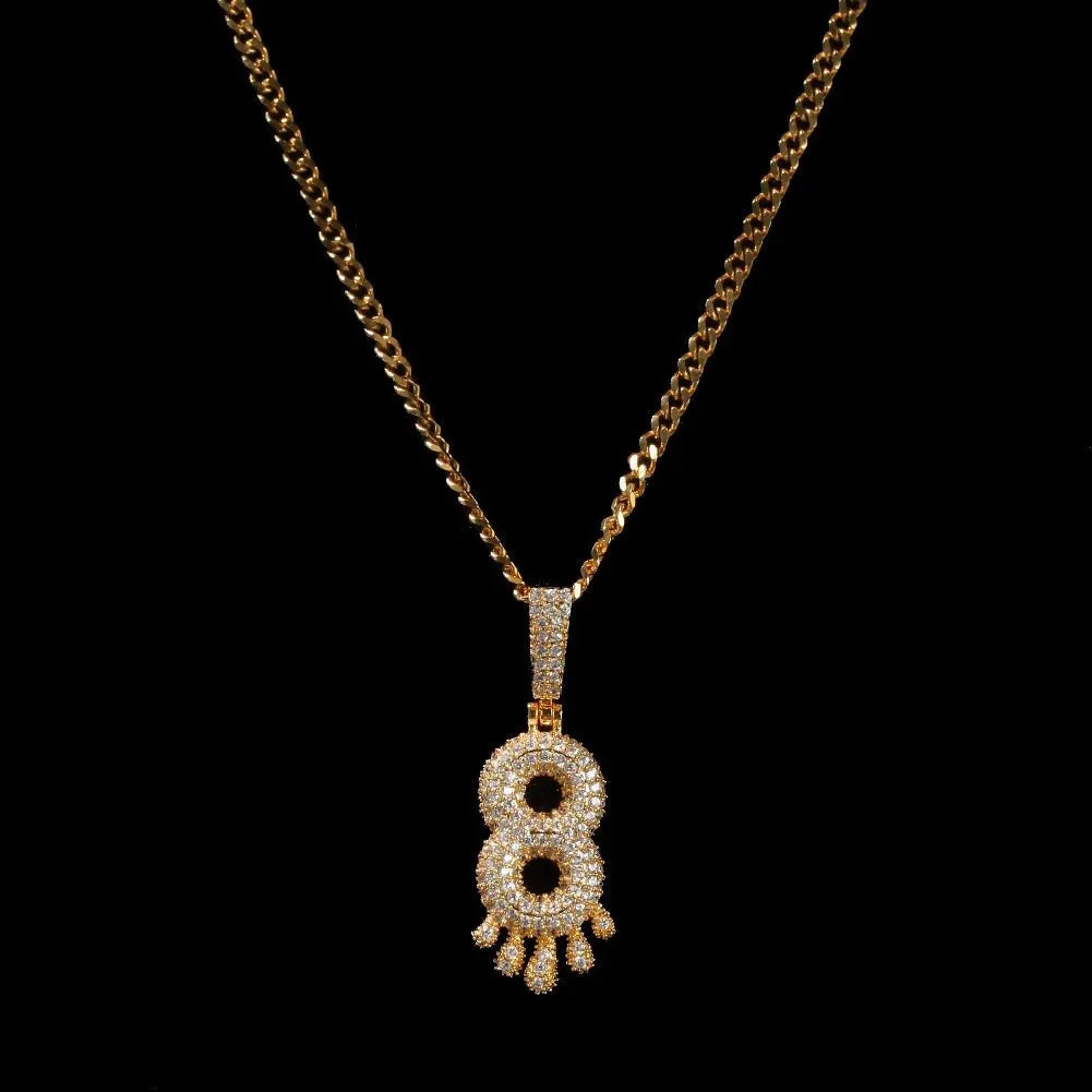 Iced Teardrop Letter & Number Pendant
