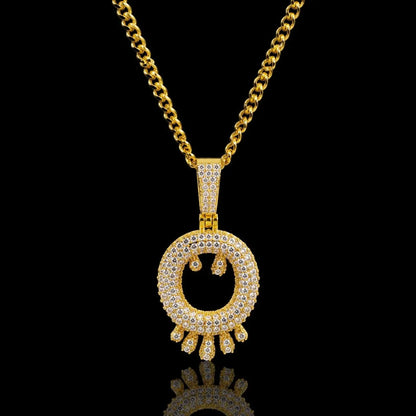 Iced Teardrop Letter & Number Pendant