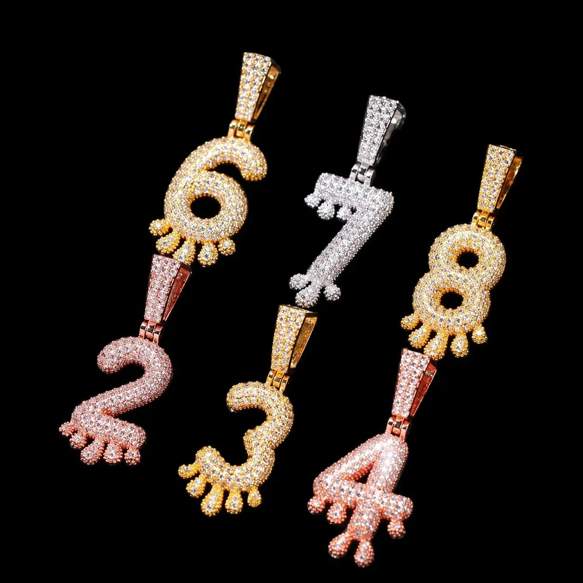 Iced Teardrop Letter & Number Pendant