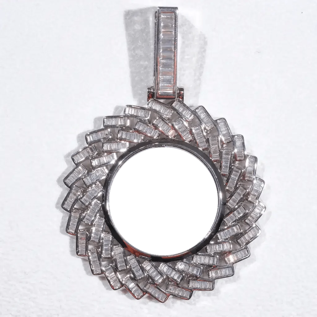 LARGE 3D RECTANGULAR T CUBIC Zirconia Custom Picture Pendant