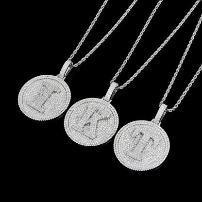Medium Round 26-Letter Iced-Out Pendant - 60mm