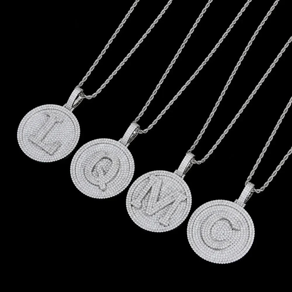 Medium Round 26-Letter Iced-Out Pendant - 60mm