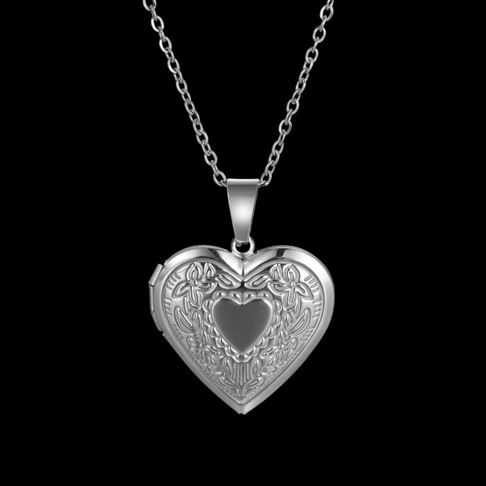 Memorial Engraved Heart-Shaped Custom Photo Pendant - 28mm