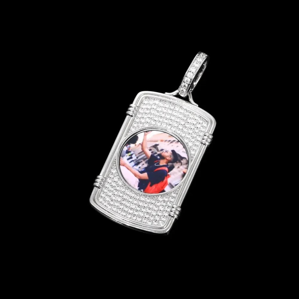 Memory Round Photo Frame Rectangular Pendant - 28mm