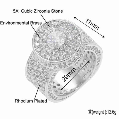 Micro Pave Classic Large Diamond 18K Gold Ring