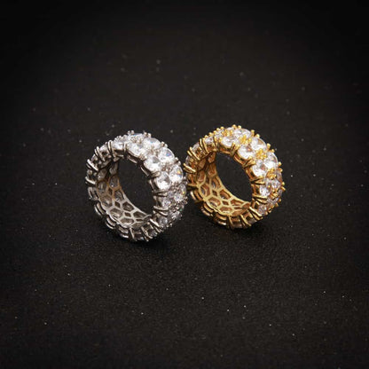 Micro Pavé Double Row Diamond Hip-Hop Ring