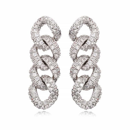 AURXYA Iced Triple Link Drop Earrings