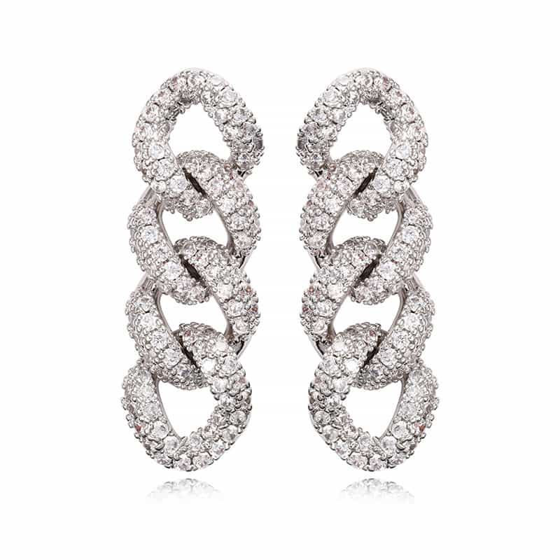 AURXYA Iced Triple Link Drop Earrings