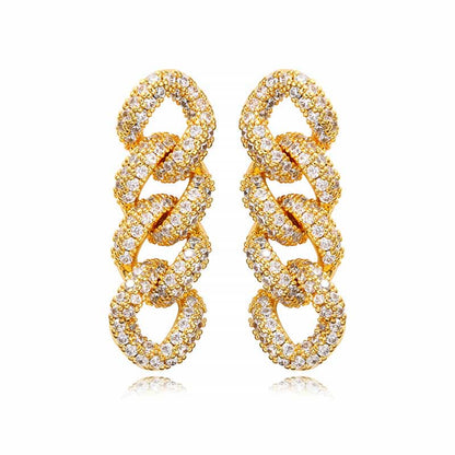 AURXYA Iced Triple Link Drop Earrings