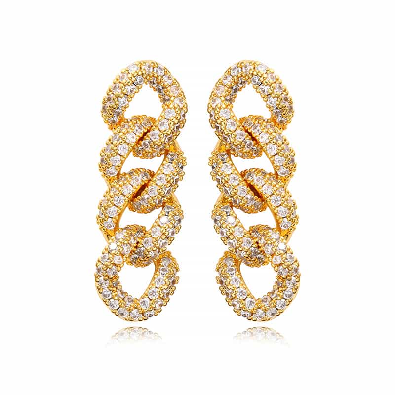 AURXYA Iced Triple Link Drop Earrings
