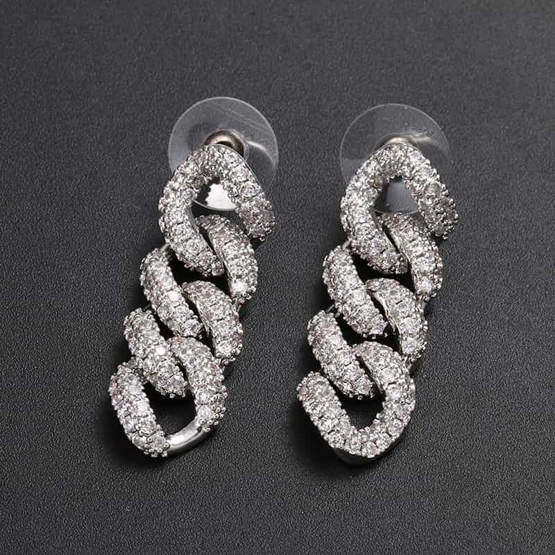 AURXYA Iced Triple Link Drop Earrings