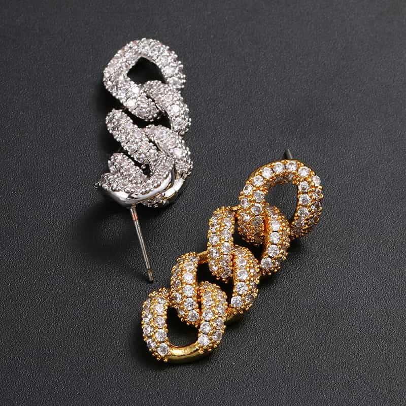 AURXYA Iced Triple Link Drop Earrings