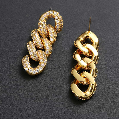 AURXYA Iced Triple Link Drop Earrings