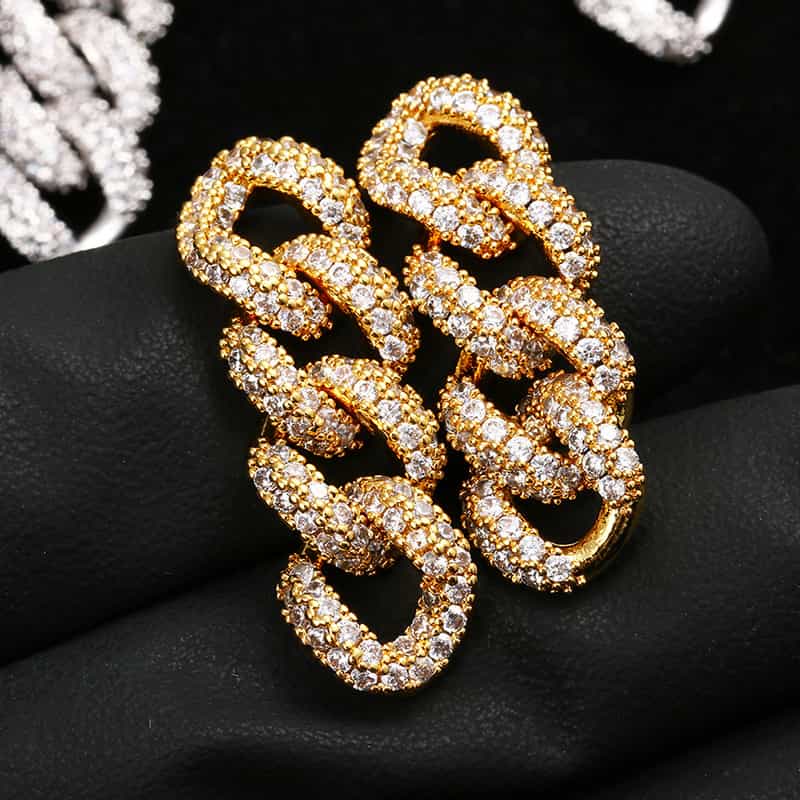 AURXYA Iced Triple Link Drop Earrings