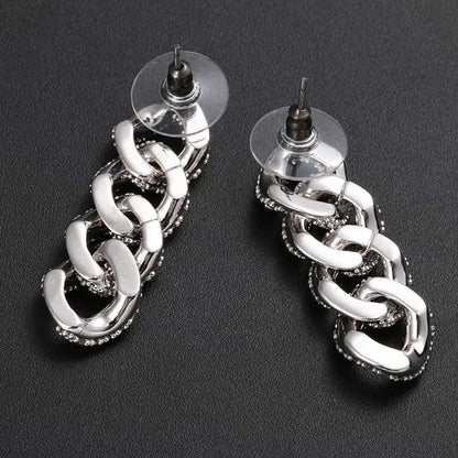 AURXYA Iced Triple Link Drop Earrings