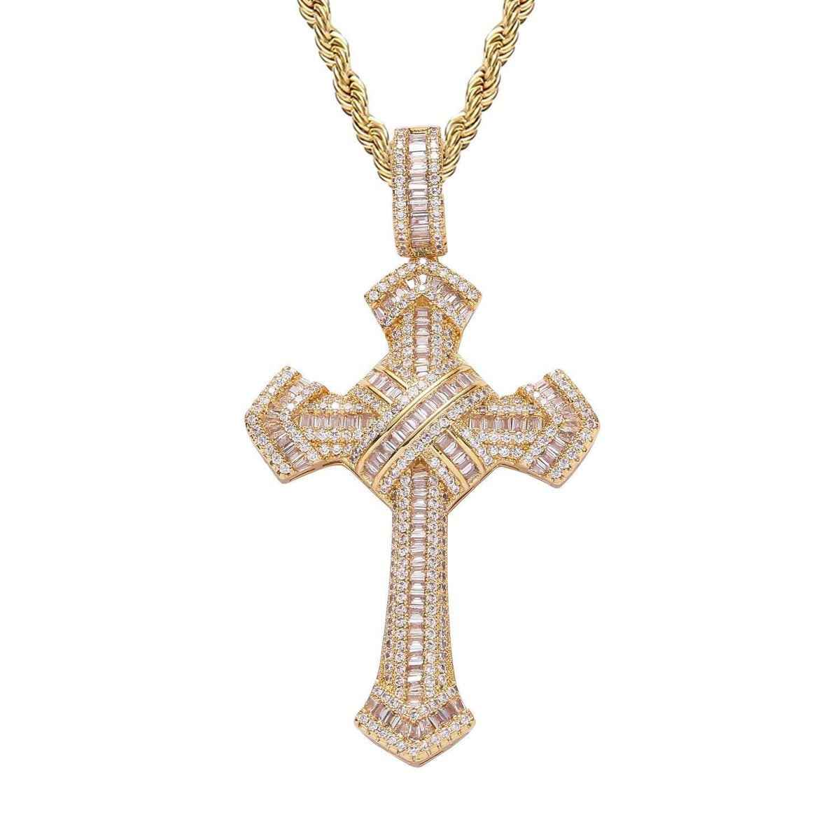 Micropaved T Cubic Zirconia Cross Pendant
