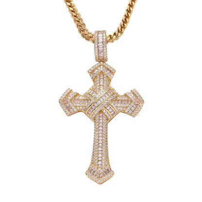 Micropaved T Cubic Zirconia Cross Pendant