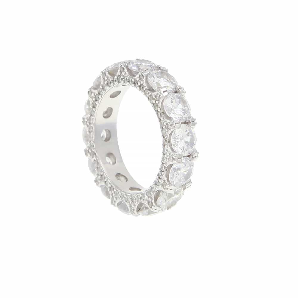 Prong-Set Diamond Ring with 18K Gold Plating