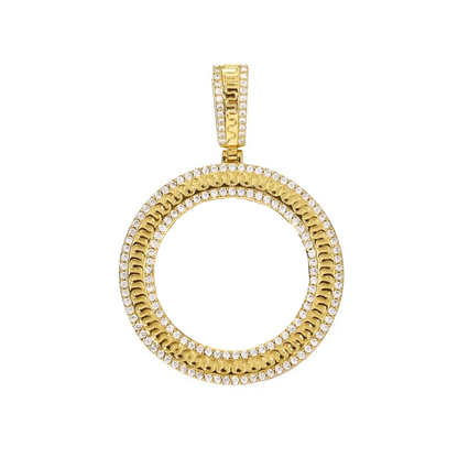 Rippled Classic Memory Round Photo Frame Pendant - 42mm