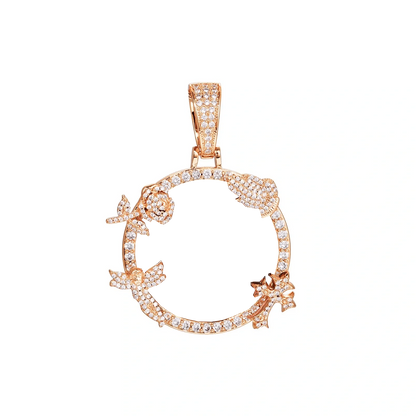 Rose, Angel, and Cross Round Solid Custom Photo Pendant - 45mm