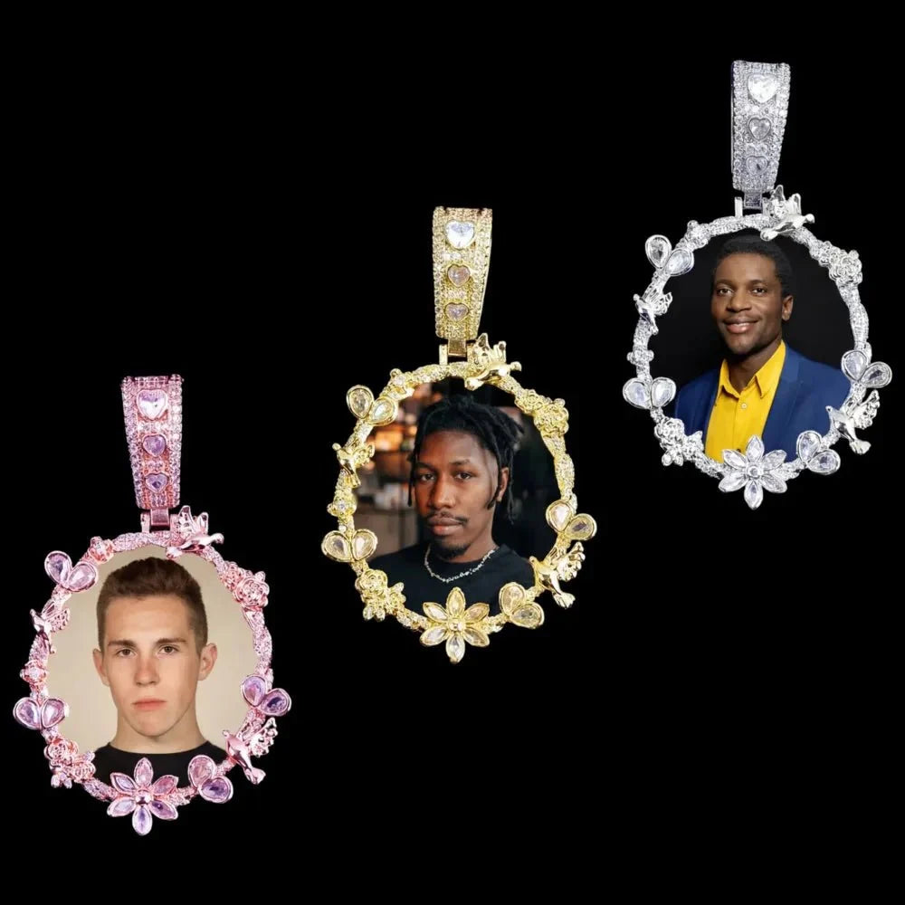 Rose’s Flower Custom Photo Oval Pendant