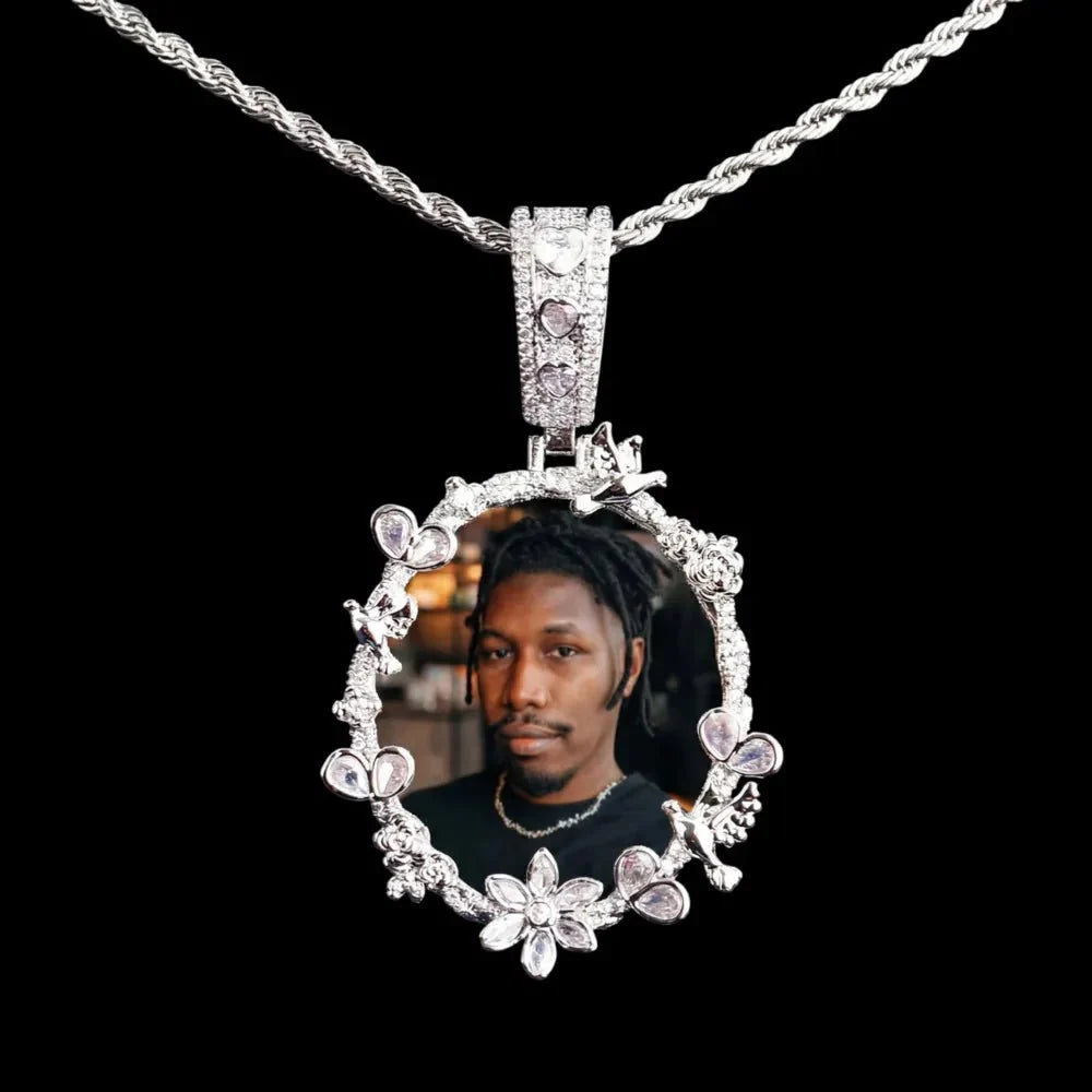 Rose’s Flower Custom Photo Oval Pendant
