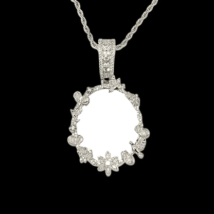 Rose’s Flower Custom Photo Oval Pendant