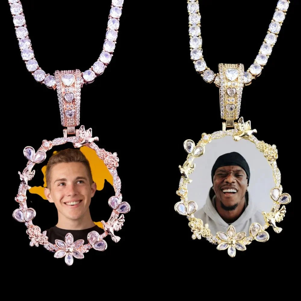 Rose’s Flower Custom Photo Oval Pendant