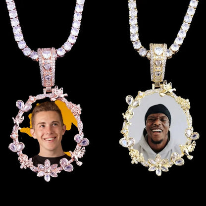 Rose’s Flower Custom Photo Oval Pendant