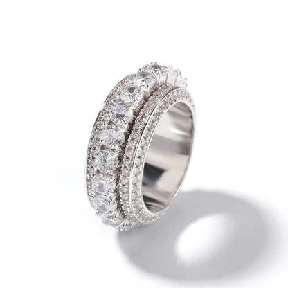 Rotatable Men's Diamond Ring in 18K Gold Plating