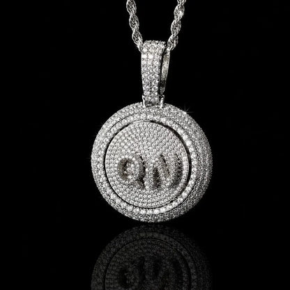 Rotating Custom 3D Letter Round Pendant – 43mm