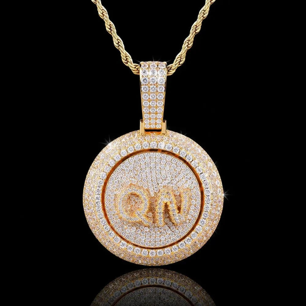 Rotating Custom 3D Letter Round Pendant – 43mm