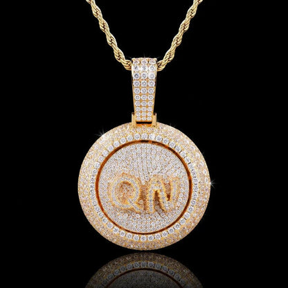 Rotating Custom 3D Letter Round Pendant – 43mm