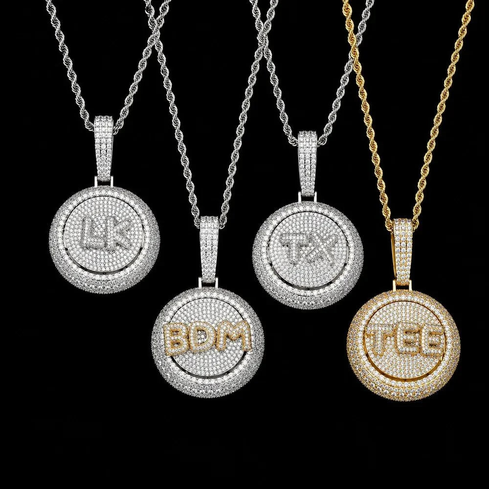 Rotating Custom 3D Letter Round Pendant – 43mm