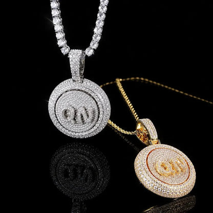Rotating Custom 3D Letter Round Pendant – 43mm