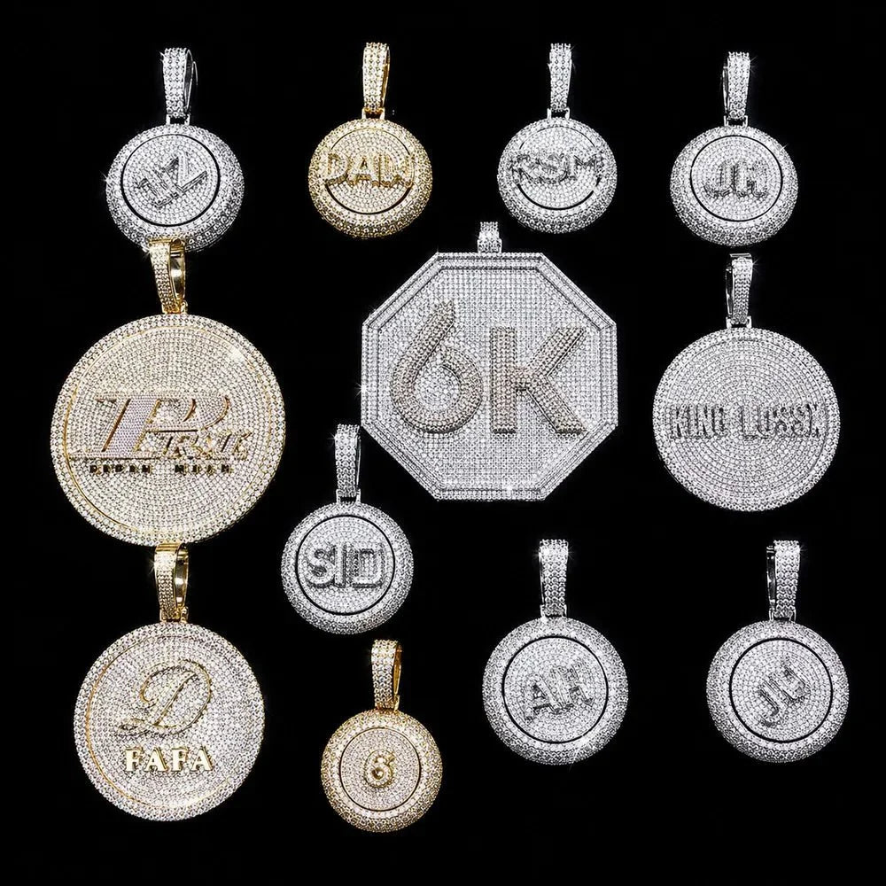 Rotating Custom 3D Letter Round Pendant – 43mm