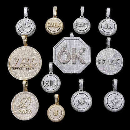Rotating Custom 3D Letter Round Pendant – 43mm